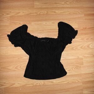 Black Puff Sleeve Off-Shoulder Top